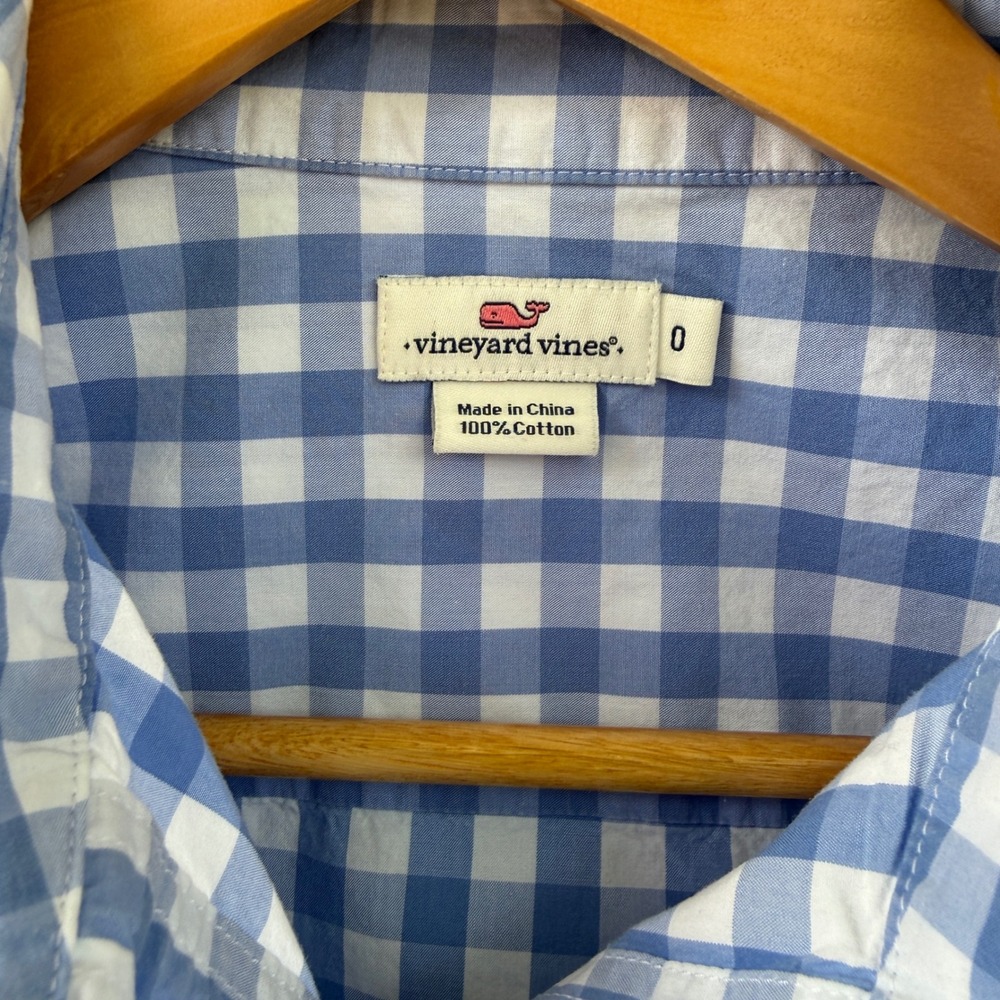 Vineyard Vines Women Size 0 Shift Dress Blue White Gingham Cotton Popover Preppy - Picture 4 of 14